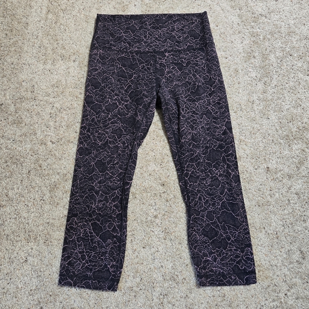 Lululemon Align 21 inch Lacescape Spanish Rose Black Leggings